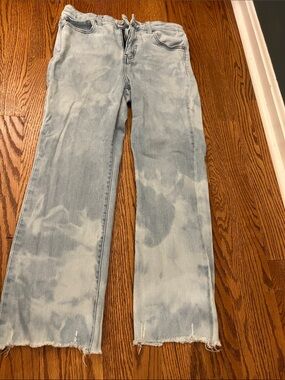 Uniqlo Jeans Womens size 6 Bleached light High Rise Skinny Flare with raw edges